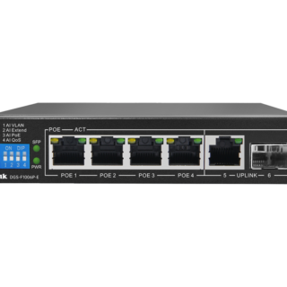 D-Link 6-Port Gigabit PoE Switch with 4 Long Reach PoE Ports and 2 Uplink Ports - DGS-F1006P