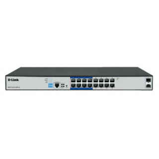 D-Link 16-port Gigabit Long Range 250m PoE+ Smart Switch with 16 PoE ports, 2 SFP ports - DGS-F1210-18PS